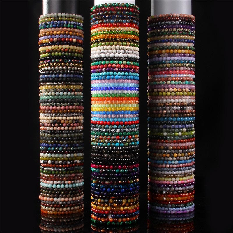 Buddha Stones 6mm Varie Pietre Cristallo Nero Glitter Pietra Occhio di Tigre Rosso Perline Braccialetto di Protezione - image 53