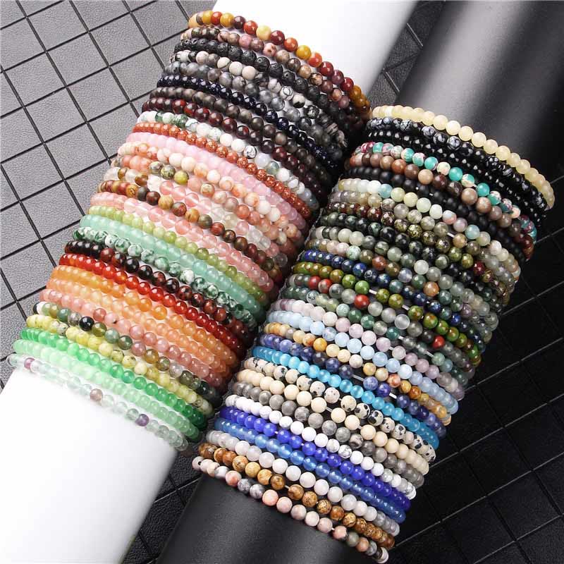 Braccialetto di guarigione con perline di cristallo di varie pietre Buddha Stones da 4 mm