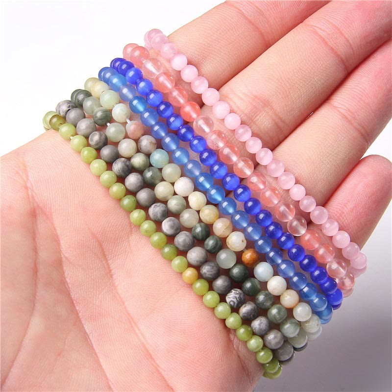 Braccialetto di guarigione con perline di cristallo di varie pietre Buddha Stones da 4 mm