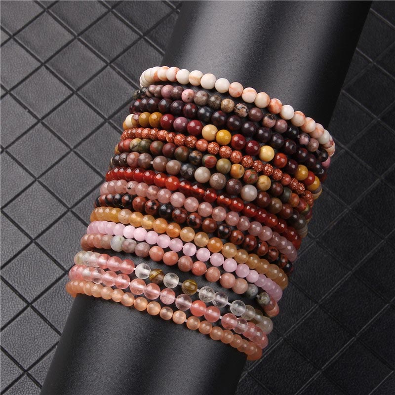 Braccialetto di guarigione con perline di cristallo di varie pietre Buddha Stones da 4 mm