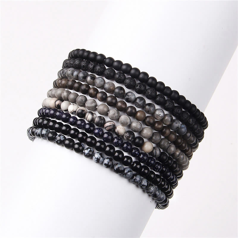 Braccialetto di guarigione con perline di cristallo di varie pietre Buddha Stones da 4 mm