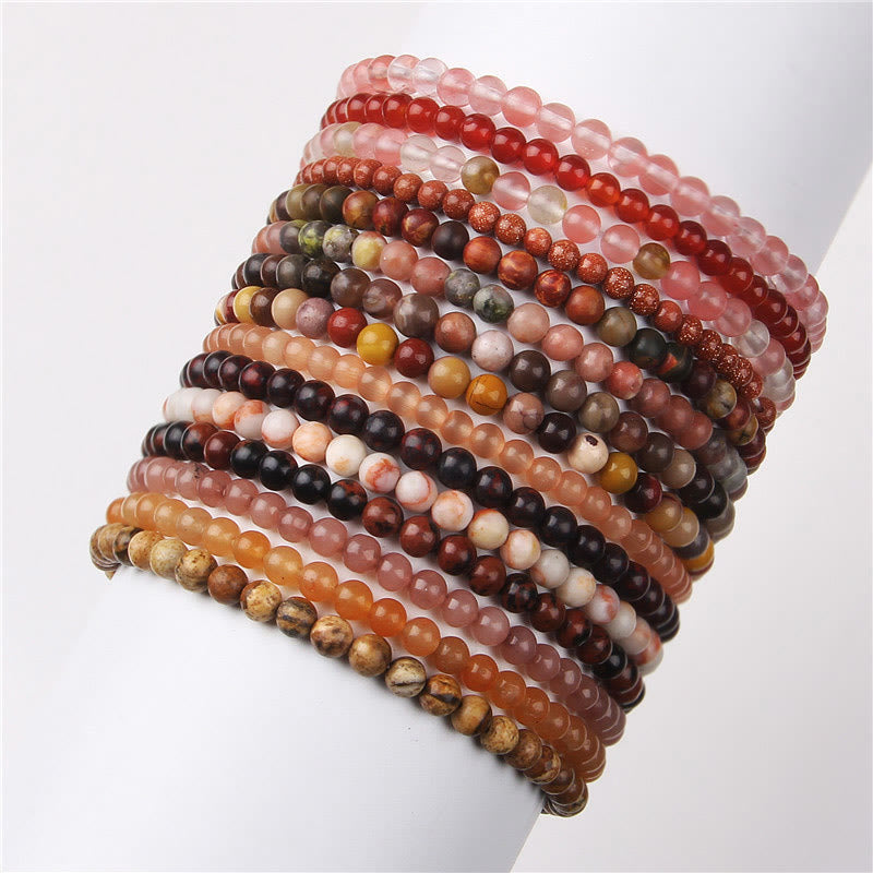 Braccialetto di guarigione con perline di cristallo di varie pietre Buddha Stones da 4 mm
