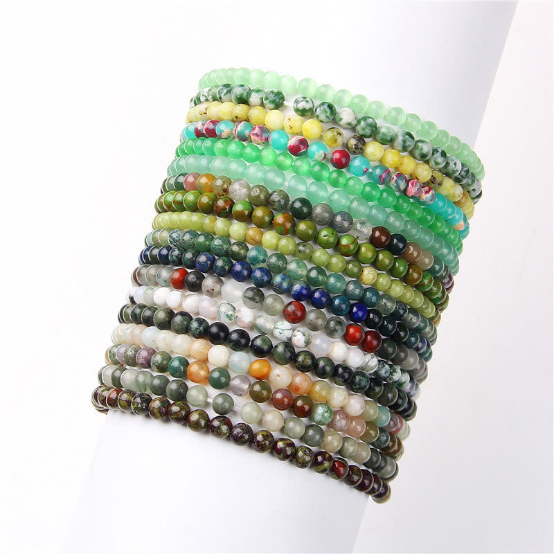 Braccialetto di guarigione con perline di cristallo di varie pietre Buddha Stones da 4 mm