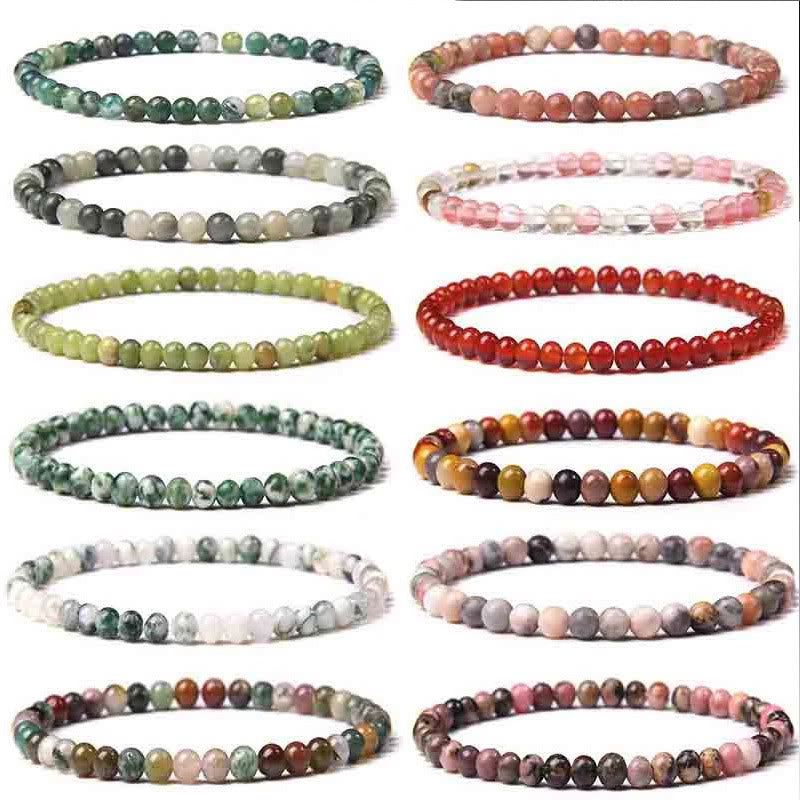 Braccialetto di guarigione con perline di cristallo di varie pietre Buddha Stones da 4 mm