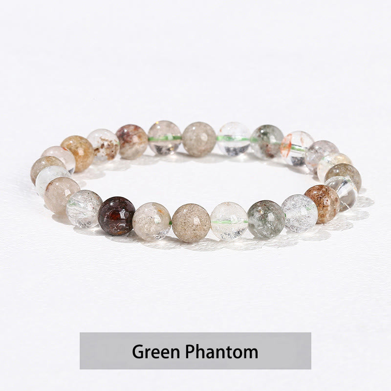 Buddha Stones Vari cristalli Ametista Avventurina verde Quarzo rosa Braccialetto curativo - Fantasma verde - 10 mm (circonferenza del polso 14-16 cm) - image 24