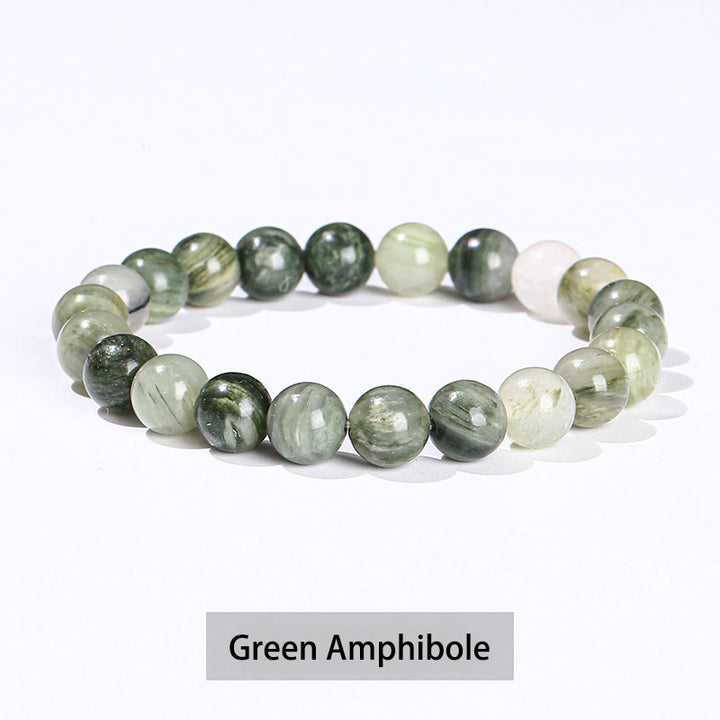 Buddha Stones Vari cristalli Ametista Avventurina verde Quarzo rosa Braccialetto curativo - Anfibolo verde - 10 mm (circonferenza del polso 14-16 cm) - image 36