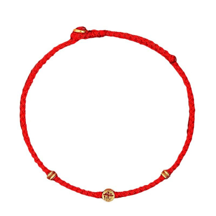 Braccialetto portafortuna Fu in argento sterling 925 con cordino rosso intrecciato fatto a mano con Buddha Stones - image 14