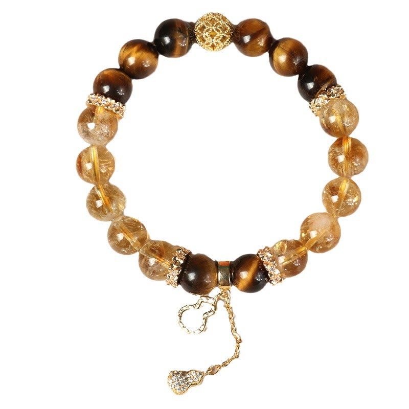 Braccialetto Buddha Stones Natural Tiger Eye Citrine Beads Fortune Gourd Strength