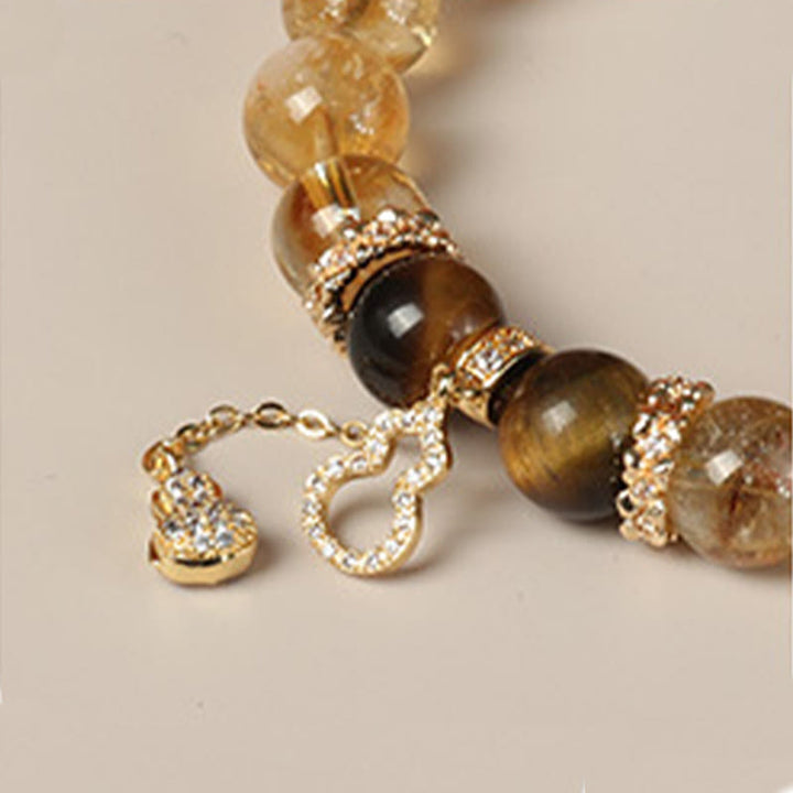 Braccialetto Buddha Stones Natural Tiger Eye Citrine Beads Fortune Gourd Strength
