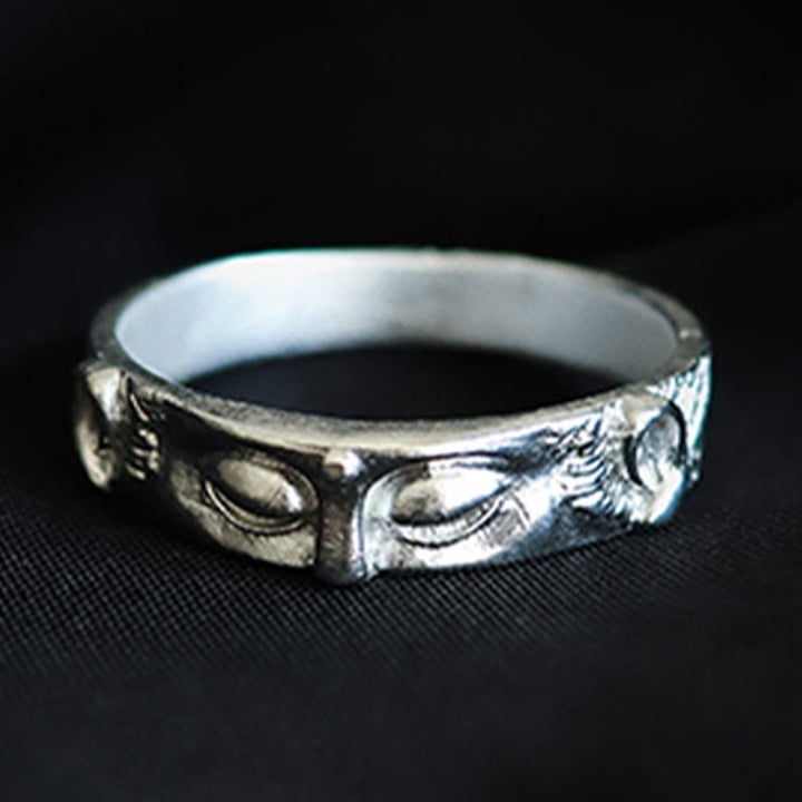 Anello di protezione per gli occhi del Buddha in argento sterling 999 Buddha Stones - image 1