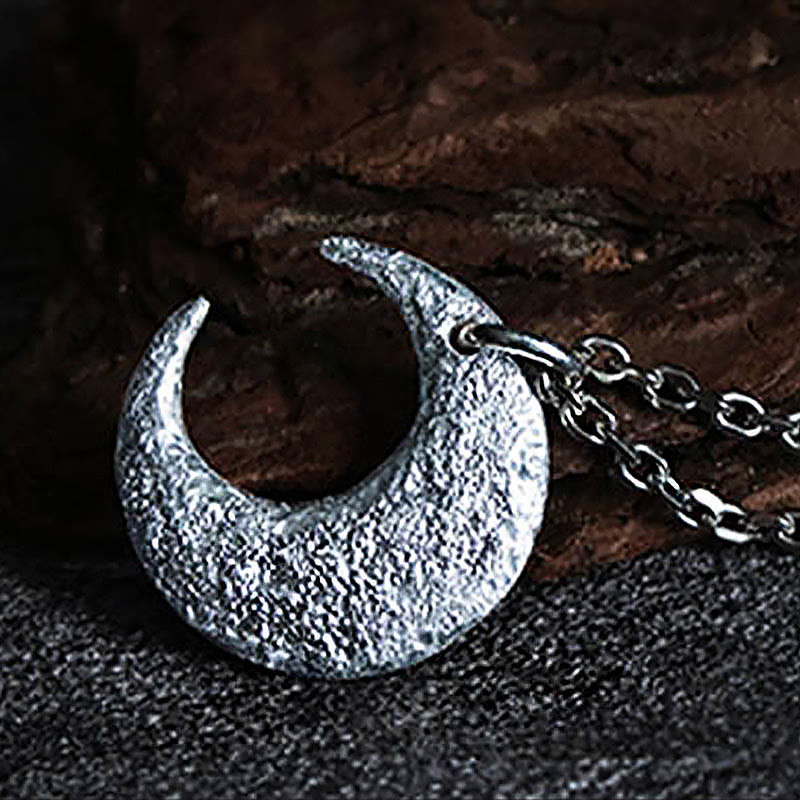 Collana con ciondolo a forma di luna in argento sterling 999 Buddha Stones - image 3