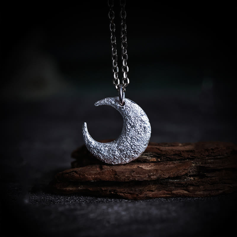 Collana con ciondolo a forma di luna in argento sterling 999 Buddha Stones - Catena in argento sterling 999 e acciaio al titanio - image 0