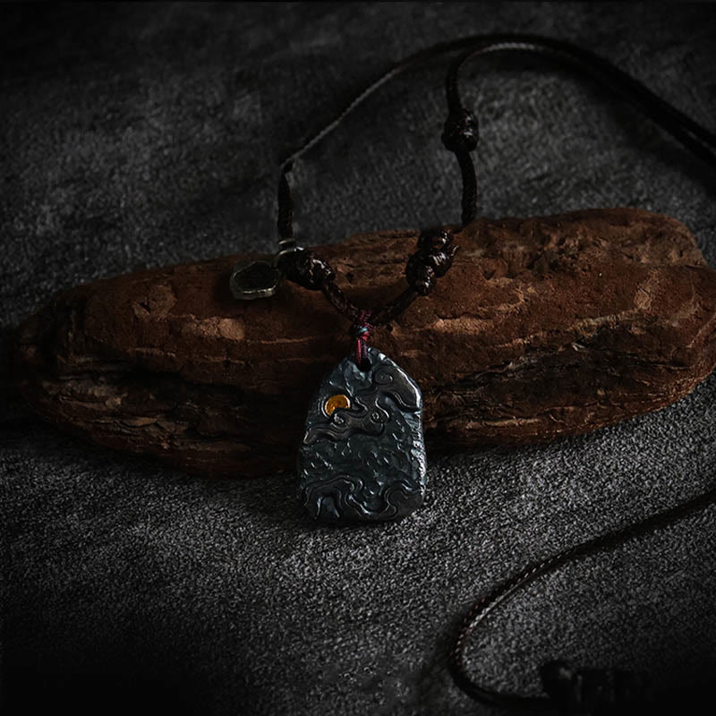 Collana con ciondolo di protezione con nuvole di buon auspicio in argento sterling 999 e oro 24k, Buddha Stones - image 2