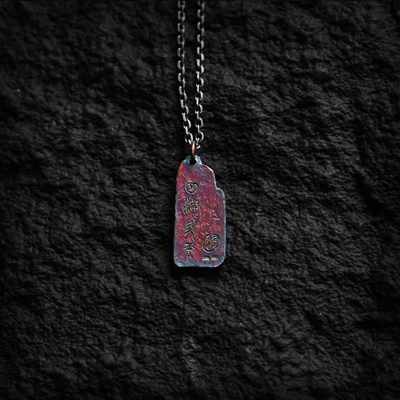 Collana con ciondolo Buddha Stones in argento sterling 999 e oro 24k, onde e sole, equilibrio - image 6