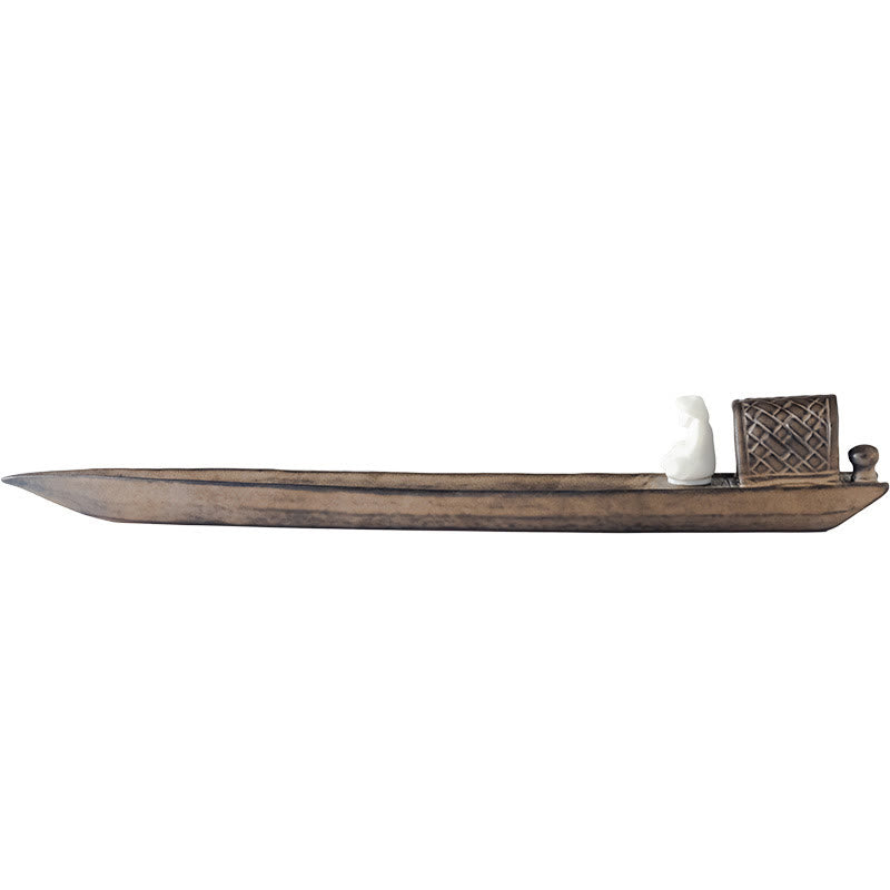 Buddha Stones Pescatore Zen Guarigione Marrone Ceramica Bastoncino Incenso Bruciatore Decorazione - image 10