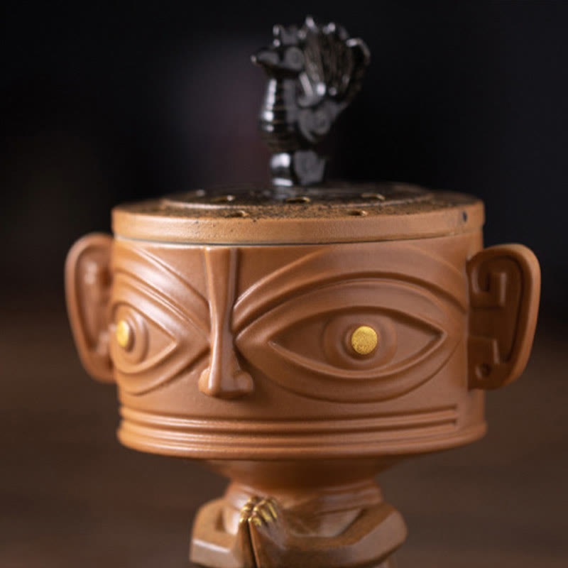 Buddha Stones Sanxingdui Bruciatore di incenso in ceramica curativo Decorazione da scrivania