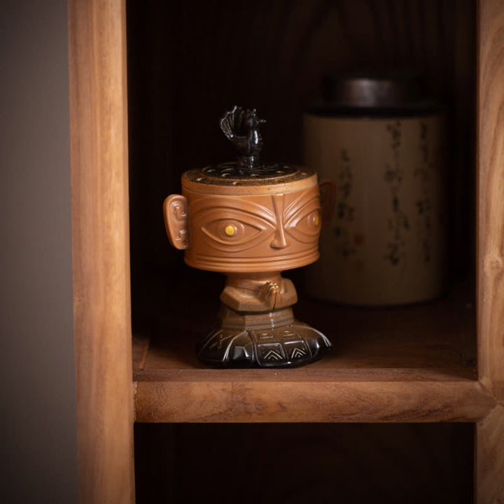 Buddha Stones Sanxingdui Bruciatore di incenso in ceramica curativo Decorazione da scrivania