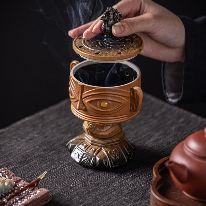 Buddha Stones Sanxingdui Bruciatore di incenso in ceramica curativo Decorazione da scrivania