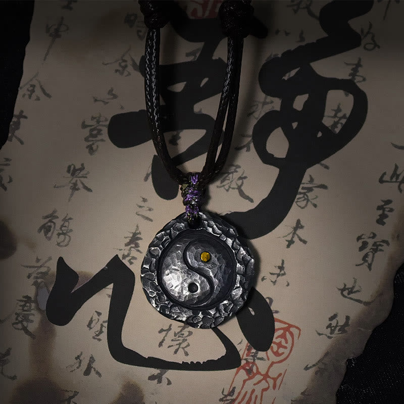 Ciondolo con collana di armonia di design Tai Chi Yin Yang in argento sterling 999 Buddha Stones - image 2