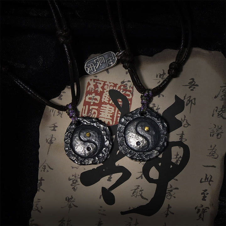 Ciondolo con collana di armonia di design Tai Chi Yin Yang in argento sterling 999 Buddha Stones - image 10