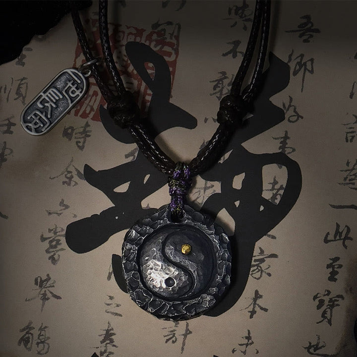 Ciondolo con collana di armonia di design Tai Chi Yin Yang in argento sterling 999 Buddha Stones - Argento sterling 999 YIN YANG (22*24*5mm) - image 1