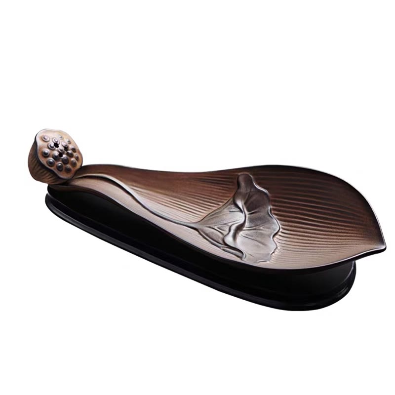 Buddha Stones Lotus Pod Zen Guarigione Marrone Ceramica Bastoncino Bruciatore Incenso Decorazione - image 14