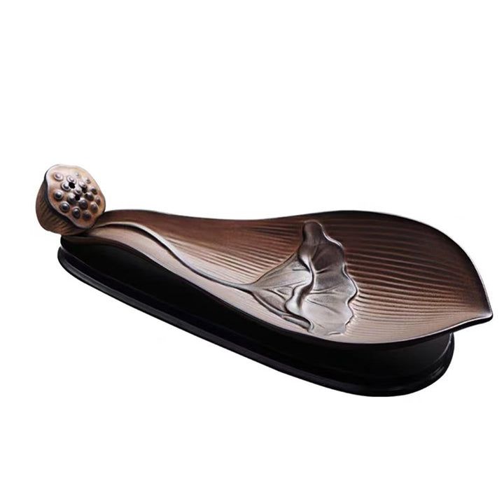 Buddha Stones Lotus Pod Zen Guarigione Marrone Ceramica Bastoncino Bruciatore Incenso Decorazione - image 14