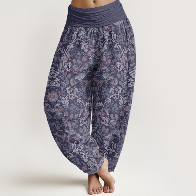 Pantaloni harem da donna con elastico in vita, in cotone, casual, motivo floreale e foglie di vite, motivo Buddha Stones - Cardo - US22, UK/AU26, EU54 (6XL) - image 7