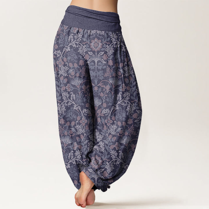 Pantaloni harem da donna con elastico in vita, in cotone, casual, motivo floreale e foglie di vite, motivo Buddha Stones - image 9