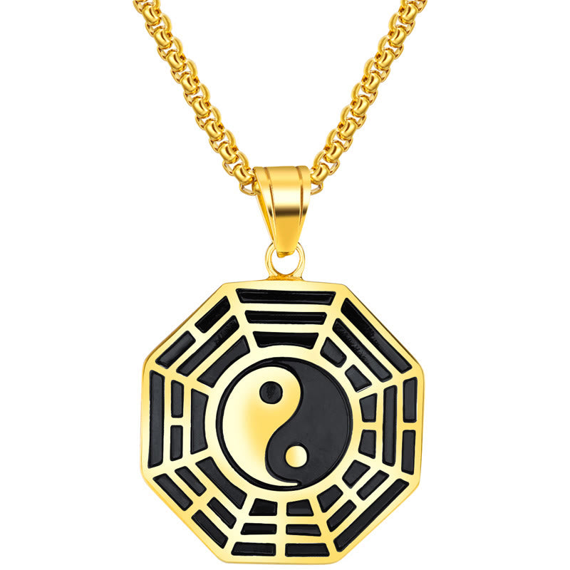 Collana pendente con motivo equilibrio in acciaio al titanio Bagua Yin Yang Buddha Stones - image 6