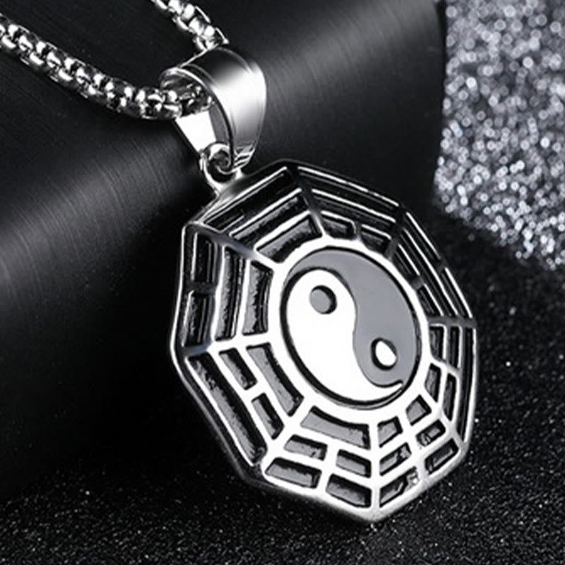 Collana pendente con motivo equilibrio in acciaio al titanio Bagua Yin Yang Buddha Stones - image 13