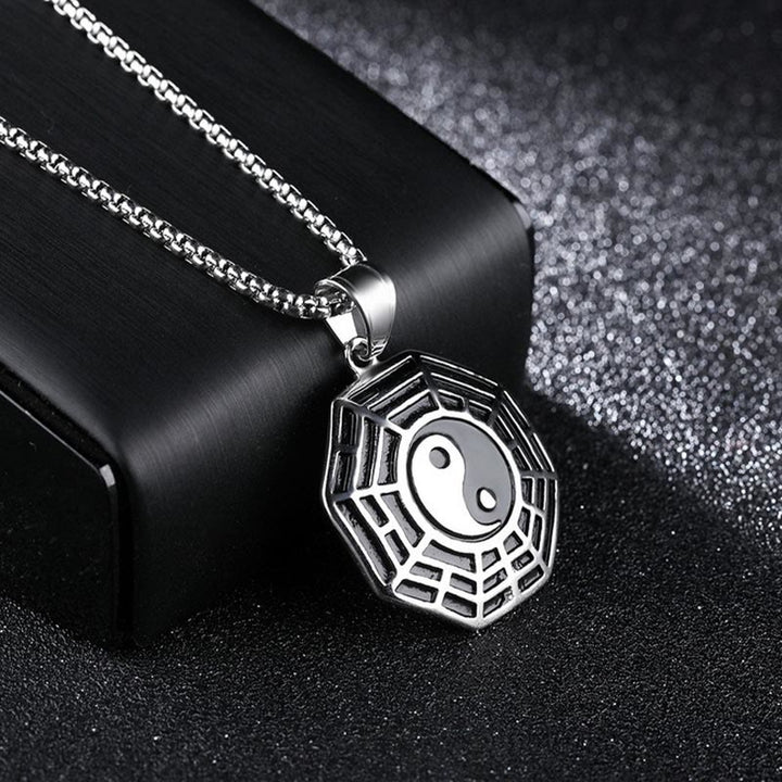 Collana pendente con motivo equilibrio in acciaio al titanio Bagua Yin Yang Buddha Stones - image 12