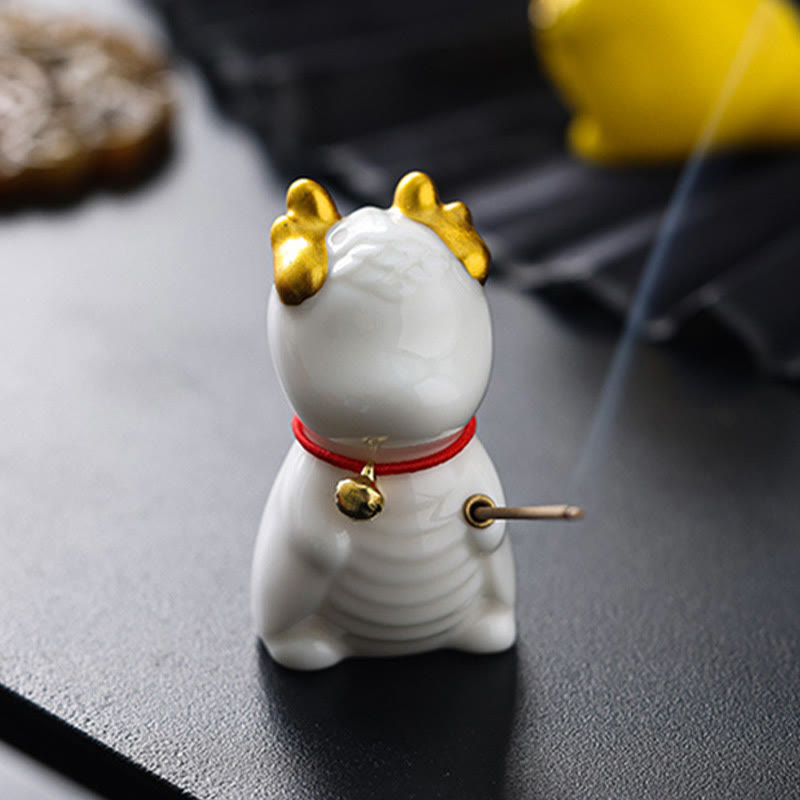 Buddha Stones Dragon Bell Guarigione Bruciatore di incenso in ceramica Decorazione da scrivania