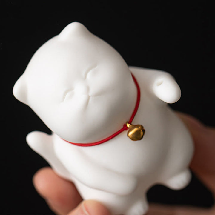 Buddha Stones Campana di gatto Tappetino di bambù Bruciatore di incenso in ceramica curativo Decorazione da scrivania - image 9
