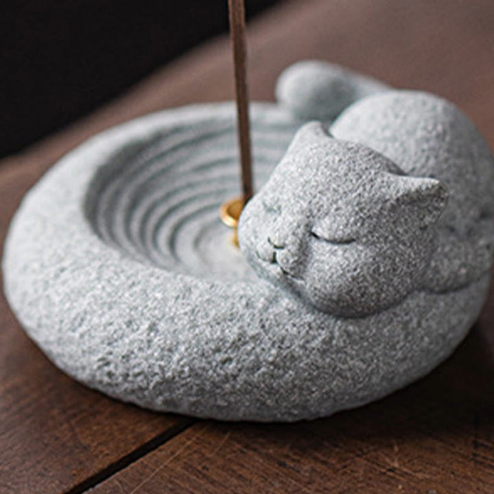 Buddha Stones Carino Gatto Pigro in Piedi Bruciatore di Incenso Guarigione Decorazione da Scrivania - image 24