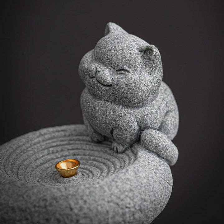 Buddha Stones Carino Gatto Pigro in Piedi Bruciatore di Incenso Guarigione Decorazione da Scrivania - image 10