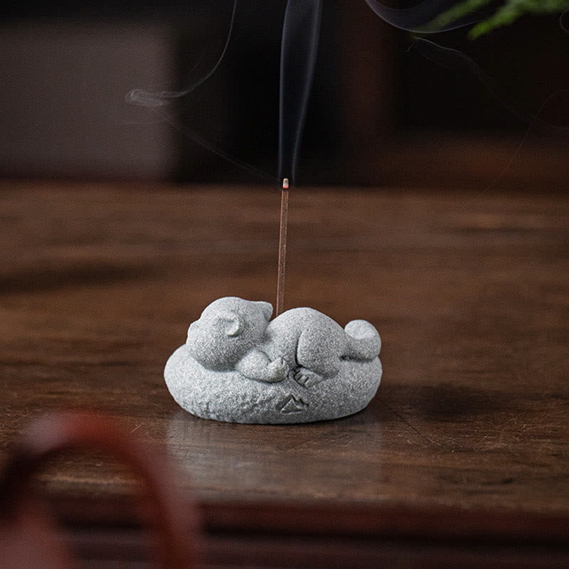 Buddha Stones Carino Gatto Pigro in Piedi Bruciatore di Incenso Guarigione Decorazione da Scrivania - image 17