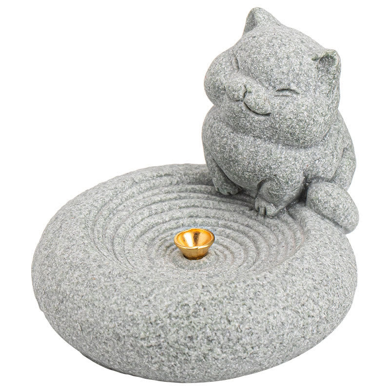 Buddha Stones Carino Gatto Pigro in Piedi Bruciatore di Incenso Guarigione Decorazione da Scrivania - image 12