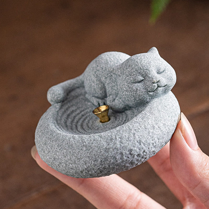 Buddha Stones Carino Gatto Pigro in Piedi Bruciatore di Incenso Guarigione Decorazione da Scrivania - image 26