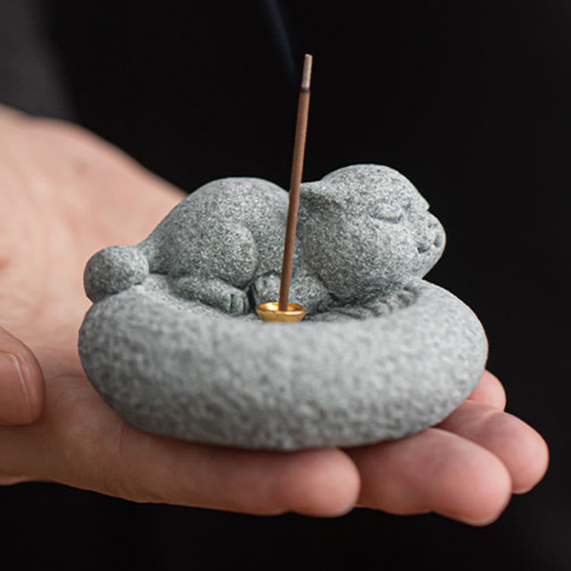 Buddha Stones Carino Gatto Pigro in Piedi Bruciatore di Incenso Guarigione Decorazione da Scrivania - image 21