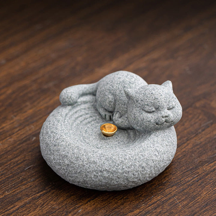 Buddha Stones Carino Gatto Pigro in Piedi Bruciatore di Incenso Guarigione Decorazione da Scrivania - Gatto pigro 6,5*6,5*3,5 cm - image 13