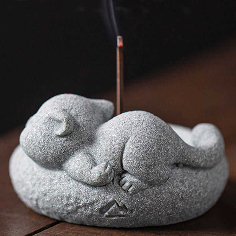 Buddha Stones Carino Gatto Pigro in Piedi Bruciatore di Incenso Guarigione Decorazione da Scrivania - image 25