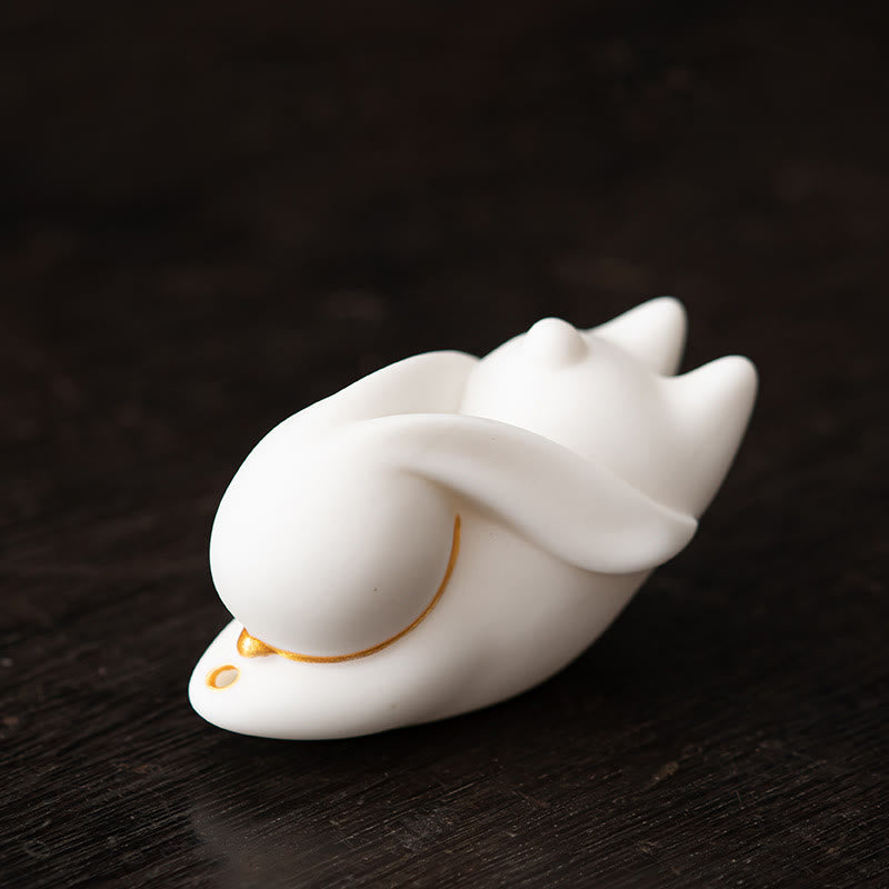Buddha Stones Coniglio volante Tappetino di bambù Bruciatore di incenso in ceramica curativo Decorazione da scrivania