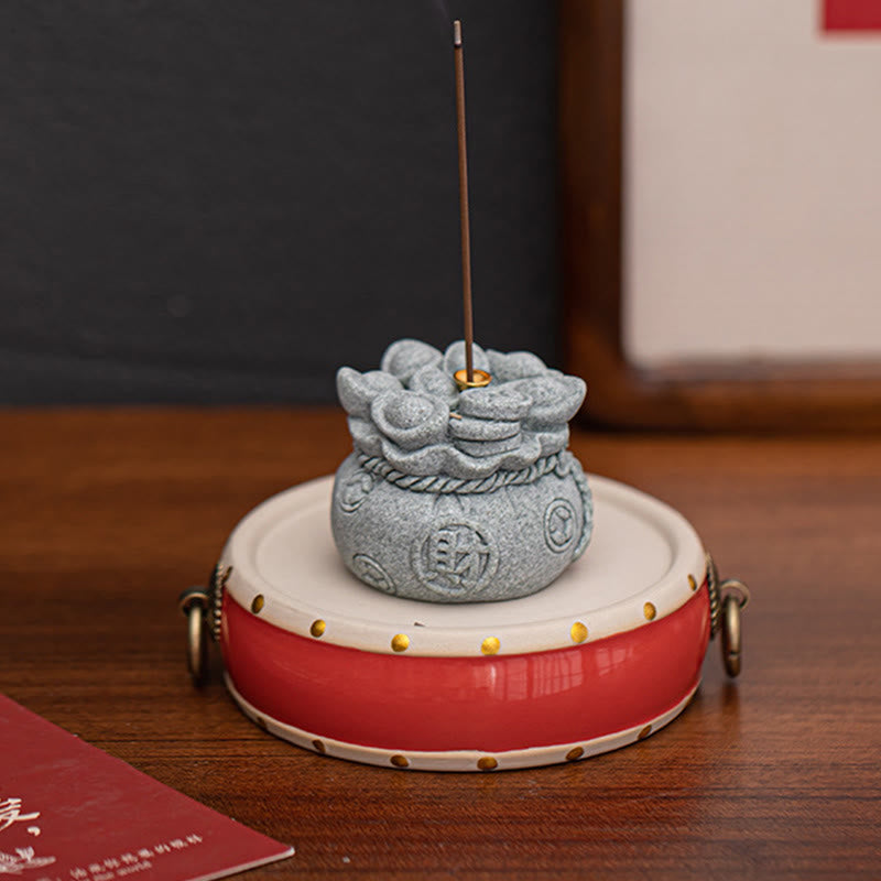 Buddha Stones Carattere cinese Fu Lingotti Bruciatore di incenso curativo Decorazione da scrivania