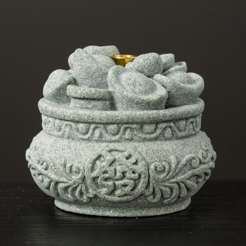 Buddha Stones Carattere cinese Fu Lingotti Bruciatore di incenso curativo Decorazione da scrivania