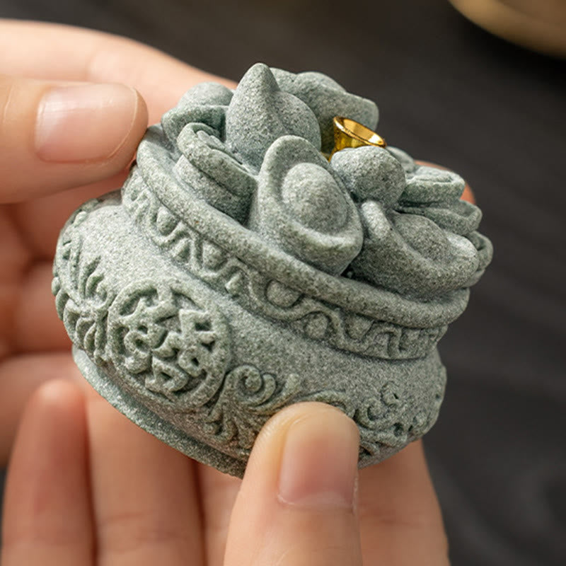 Buddha Stones Carattere cinese Fu Lingotti Bruciatore di incenso curativo Decorazione da scrivania