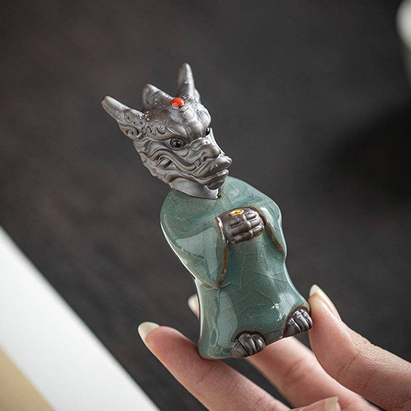 Buddha Stones Prega Drago Re Loto Base Fu Carattere Ceramica Guarigione Bruciatore di Incenso Decorazione da Scrivania