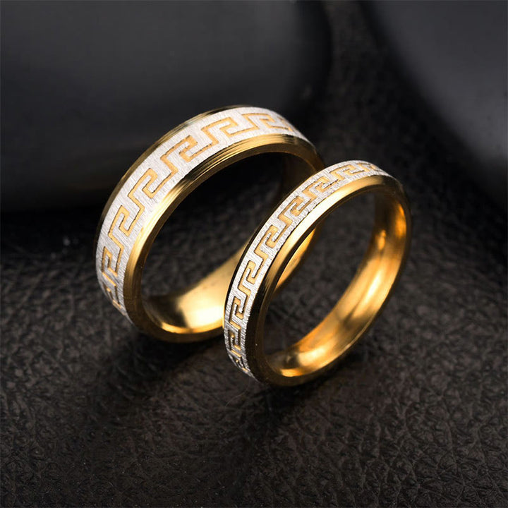 Anello di equilibrio in acciaio al titanio con motivo della Grande Muraglia tibetana Buddha Stones