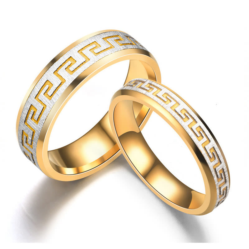 Anello di equilibrio in acciaio al titanio con motivo della Grande Muraglia tibetana Buddha Stones