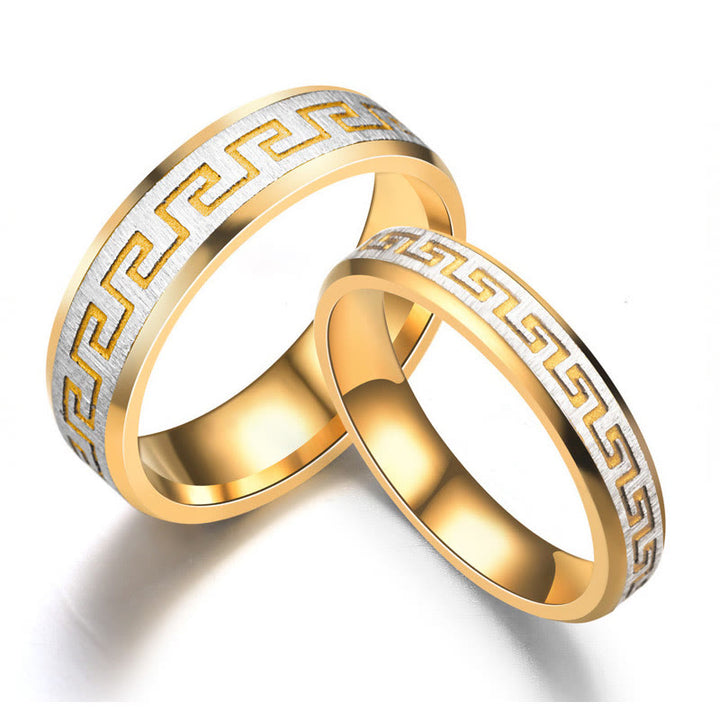 Anello di equilibrio in acciaio al titanio con motivo della Grande Muraglia tibetana Buddha Stones